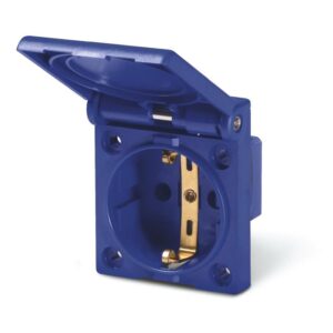 FLUSH MOUNTING SOCKET 2P+E 16A IP54 GERMAN SHUTTERED 50X60MM