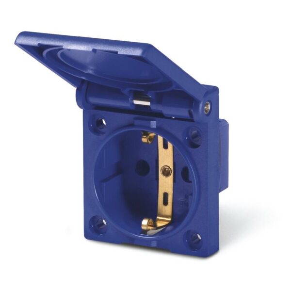 FLUSH MOUNTING SOCKET 2P+E 16A IP54 GERMAN SHUTTERED 50X60MM