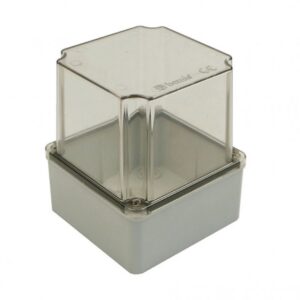 Plastic Junction Box 120x120x140 IP67 Raw materials ABS Halogen Free Cover Type Transparent Screw Cap