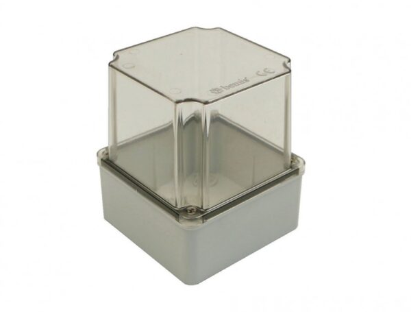 Plastic Junction Box 120x120x140 IP67 Raw materials ABS Halogen Free Cover Type Transparent Screw Cap