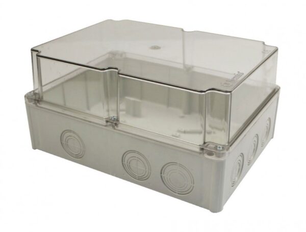 Plastic Junction Box 220x300x140  IP67 Raw materials ABS Halogen Free Cover Type Transparent Screw Cap