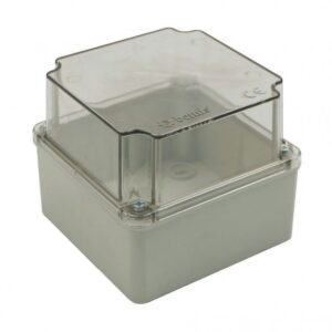 Plastic Junction Box 110x110x100   IP67 Raw materials ABS Halogen Free Cover Type Transparent Screw Cap
